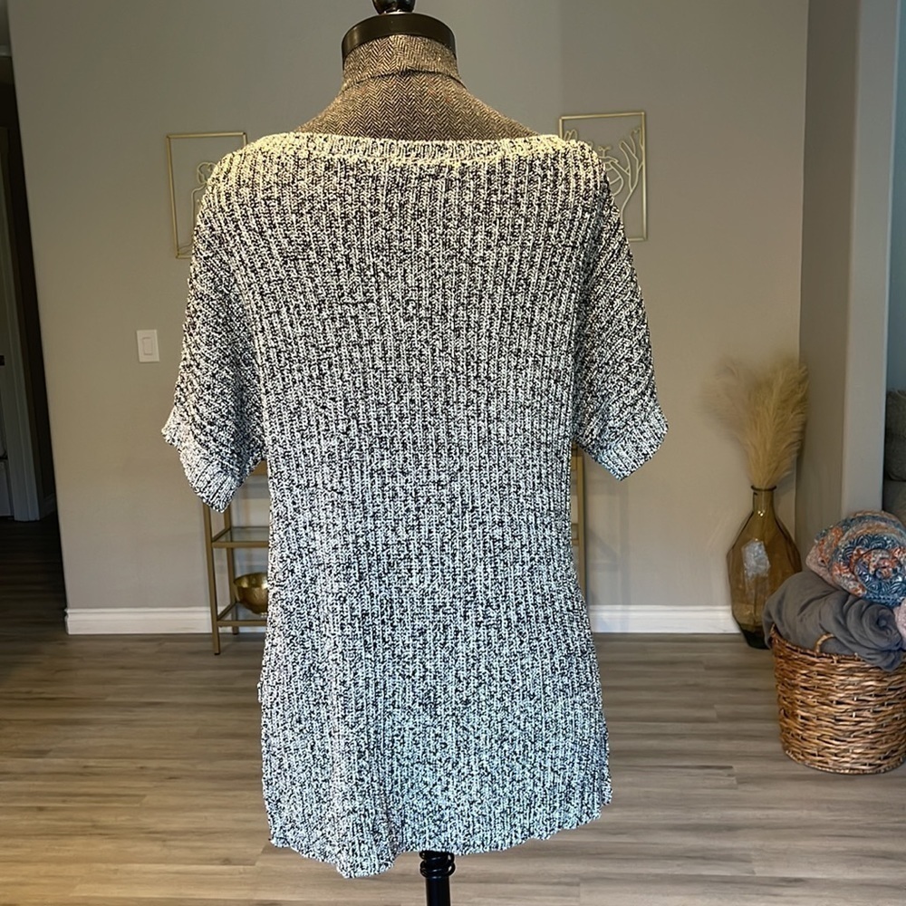 Rachel Rachel Roy Black White Knit Short Dolman Sleeve Hi Low Sweater Medium - Picture 8 of 8